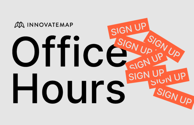 A graphic with the Innovatemap logo and a sign up design for office hours