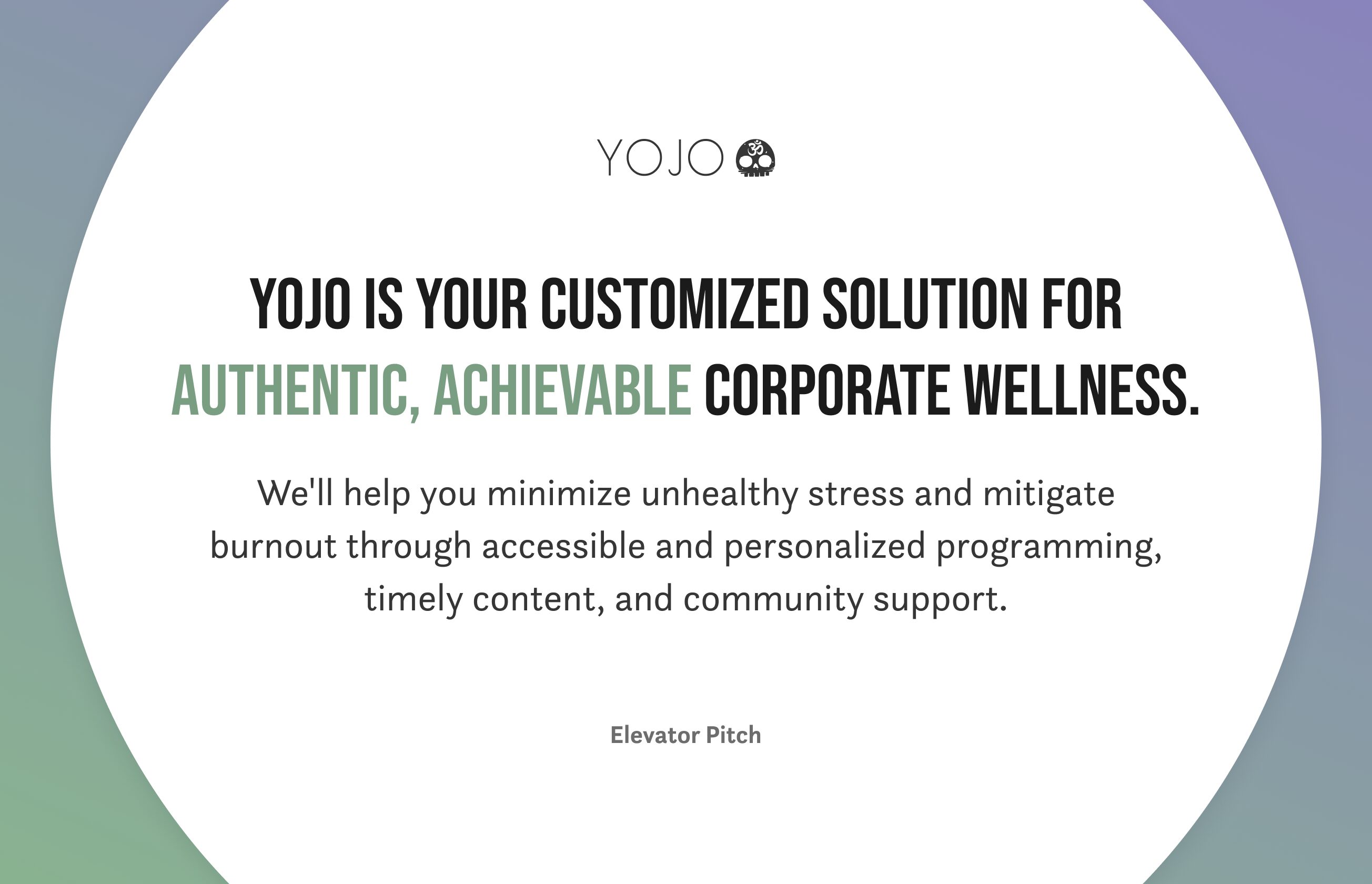 elevator pitch for yojo